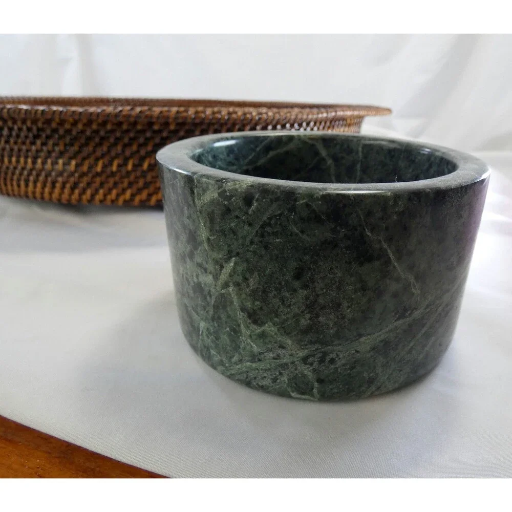 Williams Sonoma Woven Chip & Dip Green Marble Serving Tray Bowl  Mint